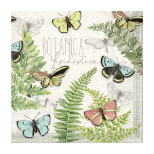 Χαρτοπετσέτα για decoupage, Πεταλούδες και φτέρη, 1 τεμ. L955860