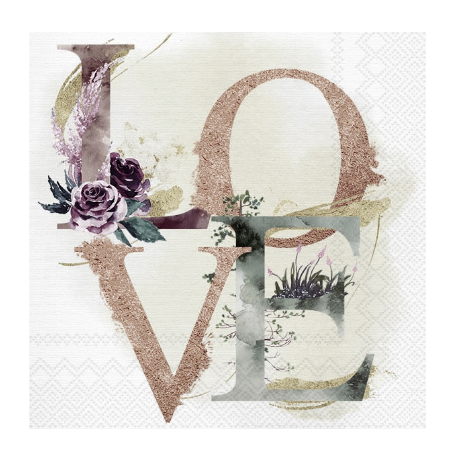 Χαρτοπετσέτα για decoupage, Love & Flowers, 1 τεμ. L956660 1 Χαρτοπετσέτα για decoupage, Love & Flowers, 1 τεμ. L956660