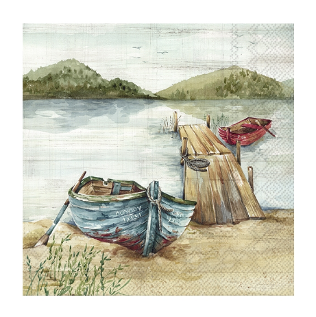 Χαρτοπετσέτα για decoupage, Βάρκες στο ποτάμι, 1 τεμ. L960700 1 Χαρτοπετσέτα για decoupage, Βάρκες στο ποτάμι, 1 τεμ. L960700