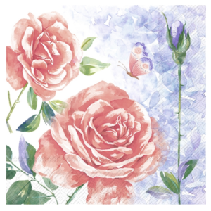 Χαρτοπετσέτα για decoupage, Τριαντάφυλλο ακουαρέλας, 1 τεμ. L961400