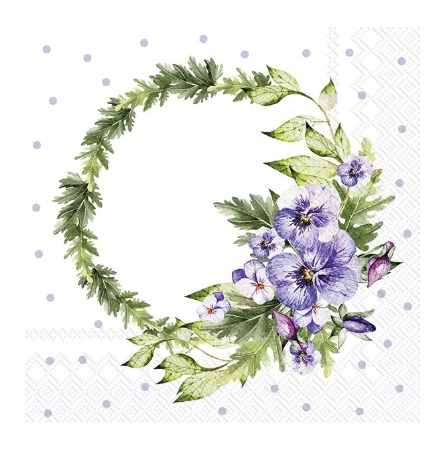 Χαρτοπετσέτα για decoupage, Pansy Wreath, 1 τεμ. L962789 1 Χαρτοπετσέτα για decoupage, Pansy Wreath, 1 τεμ. L962789