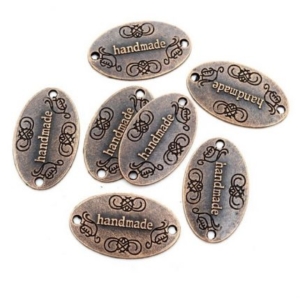 Ετικέτα “Handmade” μπρονζέ, 31x19mm, 4 τεμ. 425826-5