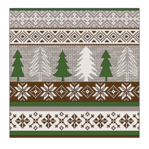 Χαρτοπετσέτα για decoupage, 1τεμ, Πλεκτό με χριστουγεννιάτικα δέντρα 33316531