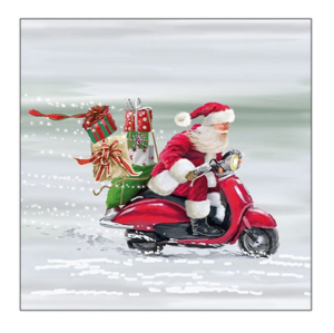 Χαρτοπετσέτα για decoupage, 1τεμ, Άγιος Βασίλης με σκούτερ 33316680