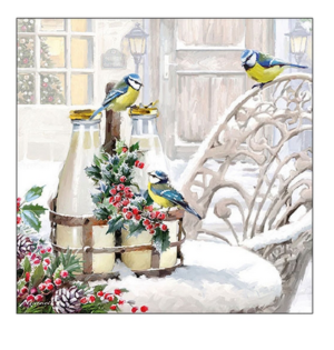Χαρτοπετσέτα για decoupage, 1τεμ, Πουλιά στον χιονισμένο κήπο 33316635