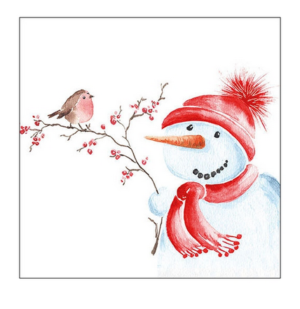 Χαρτοπετσέτα για decoupage, 1τεμ, Χιονάνθρωπος και κοκκινολαίμης 33316630
