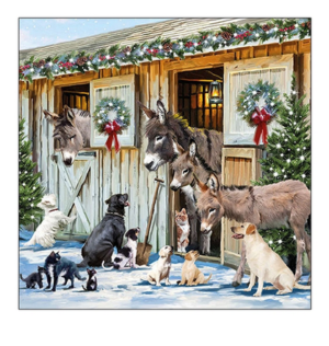 Χαρτοπετσέτα για decoupage, 1τεμ, Χριστουγεννιάτικη παρέα των ζώων 33316575