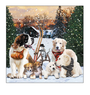 Χαρτοπετσέτα για decoupage, 1τεμ, Σκυλάκια στο χιόνι 33316480