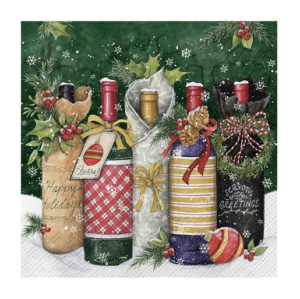 Χαρτοπετσέτα για decoupage, Χριστουγεννιάτικα μπουκάλια, 1 τεμ. L967600