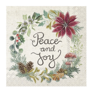 Χαρτοπετσέτα για decoupage, Xριστουγεννιάτικο στεφάνι ‘Peace and Joy’, 1 τεμ. L972766