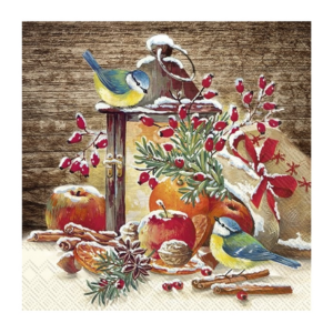 Χαρτοπετσέτα για decoupage, Πουλάκια και χριστουγεννιάτικο φανάρι, 1 τεμ. L973300