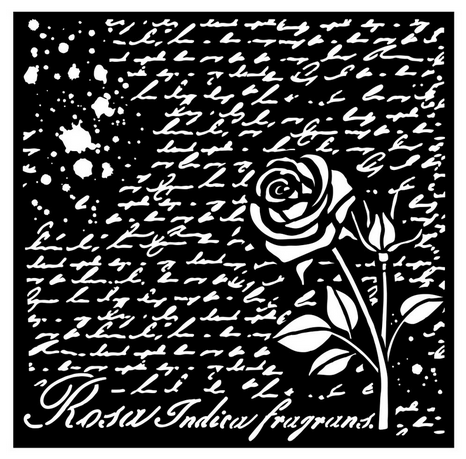 Thick Stencil Stamperia 18x18cm, Rose Perfume, Manuscript with rose KSTDQ77 1 Thick Stencil Stamperia 18x18cm, Rose Perfume, Manuscript with rose KSTDQ77