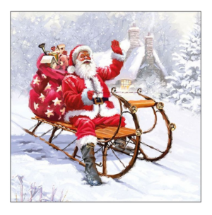Χαρτοπετσέτα χριστουγεννιάτικη για decoupage, 1τεμ, Santa On Sledge 33315280