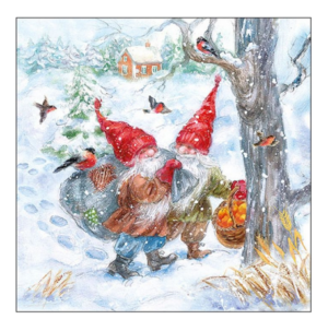 Χαρτοπετσέτα για decoupage, 1τεμ, Άγιοι Βασίληδες με κοκκινολαίμηδες 33315430