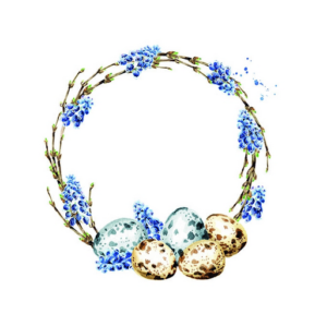 Χαρτοπετσέτα για decoupage, 1τεμ, Μωβ πασχαλινό στεφάνι με αυγά 23317155