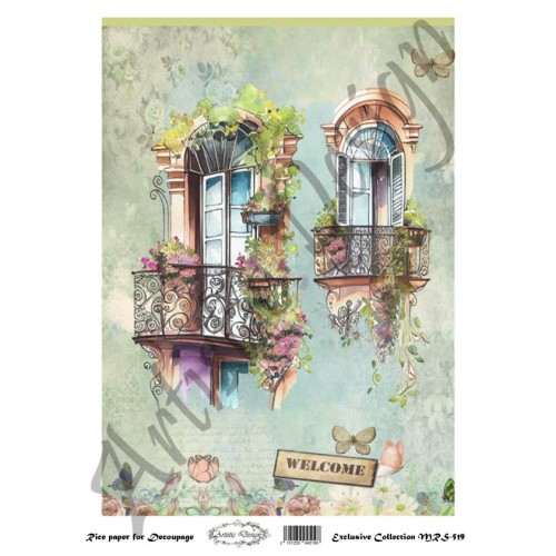 Ριζόχαρτο Artistic Design για Decoupage Α4, Balconies 1 Ριζόχαρτο Artistic Design για Decoupage Α4, Balconies