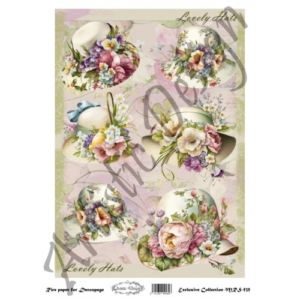 Ριζόχαρτο Artistic Design για Decoupage Α4, Lovely Hats