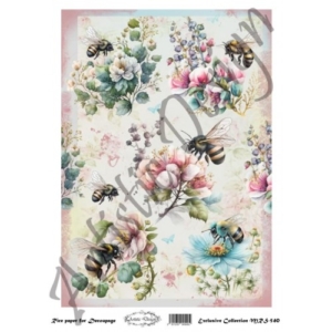 Ριζόχαρτο Artistic Design για Decoupage Α4, Flowers & Bees