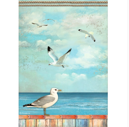 Ριζόχαρτο Stamperia 21x29cm, Blue Dream, Seagulls DFSA4747 1 Ριζόχαρτο Stamperia 21x29cm, Blue Dream, Seagulls DFSA4747