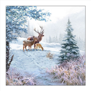 Χαρτοπετσέτα χριστουγεννιάτικη για decoupage, 1τεμ, Οικογένεια ταράνδων 33310565