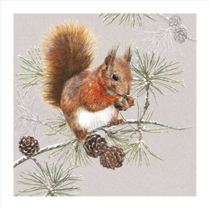 Χαρτοπετσέτα χριστουγεννιάτικη για decoupage, 1τεμ, Σκίουρος στο κλαδί 33313445