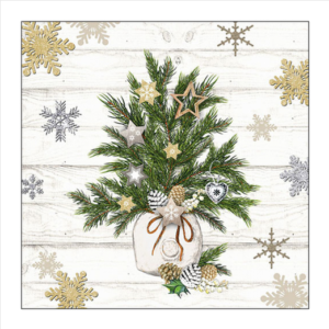 Χαρτοπετσέτα χριστουγεννιάτικη για decoupage, 1τεμ, Διακοσμημένα κλαδιά ελάτου 33315350