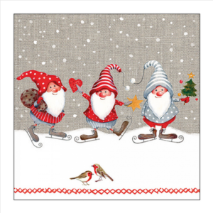 Χαρτοπετσέτα χριστουγεννιάτικη για decoupage, 1τεμ, Τα ξωτικά κάνουν σκέιτ 33316940