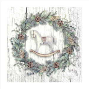 Χαρτοπετσέτα για decoupage, 1 τεμ, Στεφάνι με αλογάκι L917645