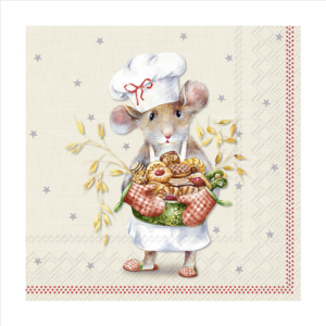 Χαρτοπετσέτα για decoupage, 1 τεμ, Ποντικίνα μαγείρισσα L1012561