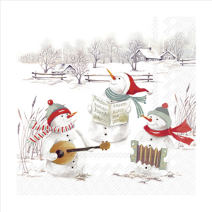 Χαρτοπετσέτα για decoupage, 1 τεμ, Μουσικοί χιονάνθρωποι L1013300
