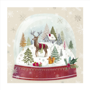 Χαρτοπετσέτα decoupage ,1 τεμ, Χριστουγεννιάτικη χιονόμπαλα L1023660