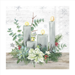 Χαρτοπετσέτα decoupage ,1 τεμ, Σύνθεση με κεριά και λουλούδια L1024245