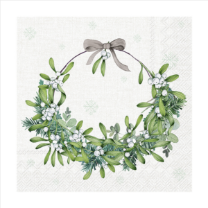 Χαρτοπετσέτα decoupage ,1 τεμ, Στεφάνι από γκι L1026560