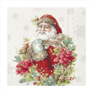 Χαρτοπετσέτα decoupage ,1 τεμ, Το στεφάνι του Άι Βασίλη L1016860