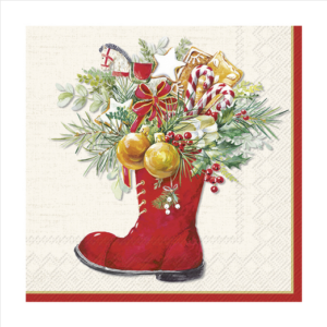 Χαρτοπετσέτα decoupage ,1 τεμ, Χριστουγεννιάτικη μπότα L1027160