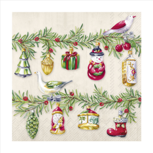 Χαρτοπετσέτα decoupage ,1 τεμ, Χριστουγεννιάτικη γιρλάντα L1026760