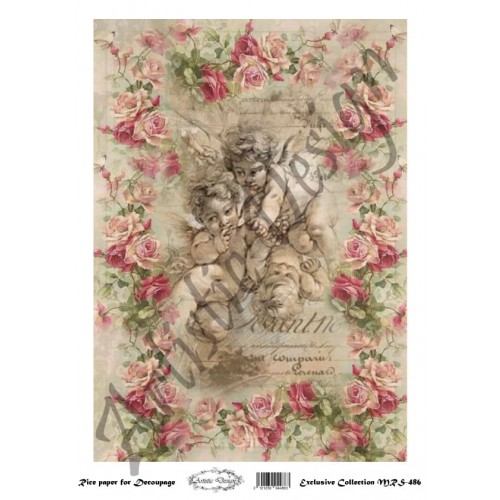 Ριζόχαρτο Artistic Design για Decoupage Α4, Angells & Roses 1 Ριζόχαρτο Artistic Design για Decoupage Α4, Angells & Roses