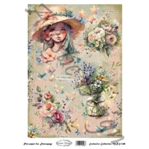 Ριζόχαρτο Artistic Design για Decoupage Α4, Girl with Flowers