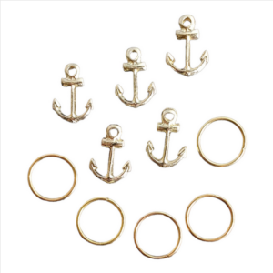 Άγκυρες μεταλλικές με κρίκους σε χρυσό χρώμα, 5 τεμ. 412092-27