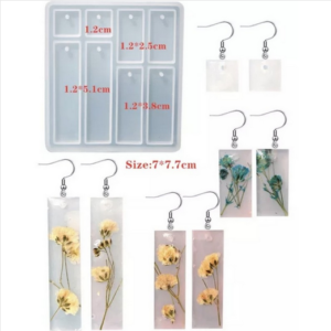 Καλούπι σιλικόνης για σκουλαρίκια ορθογώνια, 7.7x7cm W139