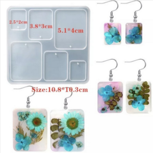 Καλούπι σιλικόνης για σκουλαρίκια τετράγωνα, 10.8×10.3cm W140