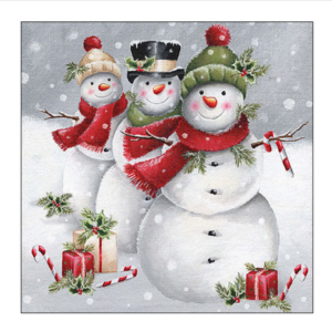 Χαρτοπετσέτα χριστουγεννιάτικη decoupage, 1τεμ, Χαμογελαστοί χιονάνθρωποι 33317800