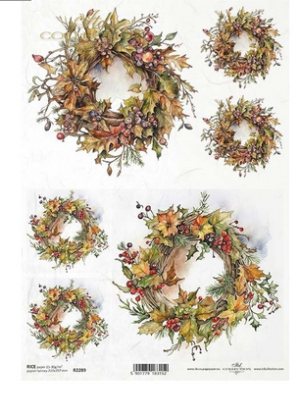 Ριζόχαρτο ντεκουπάζ ITD, Φθινοπωρινά στεφάνια, 21x29cm, R2289