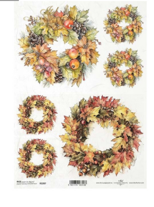 Ριζόχαρτο ντεκουπάζ ITD, Φθινοπωρινά στεφάνια, 21x29cm, R2287