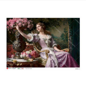 Ριζόχαρτο για Decoupage PaperD, Κοπέλα και λουλούδια, 30x40cm ARTWORK_0138