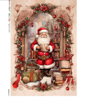 Ριζόχαρτο για Decoupage PaperD, Ο Άγιος Βασίλης στην πόρτα, 30x40cm CHRISTMAS_0359