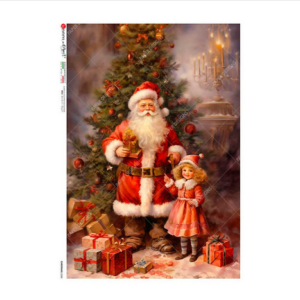 Ριζόχαρτο για Decoupage PaperD, Ο Άγιος Βασίλης στο δέντρο, 30x40cm CHRISTMAS_0360