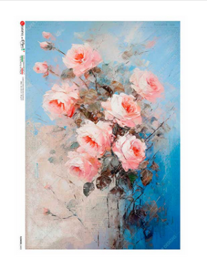 Ριζόχαρτο για Decoupage PaperD, Ροζ τριαντάφυλλα F403, 30x40cm FLOWERS_0403