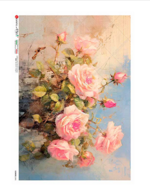 Ριζόχαρτο για Decoupage PaperD, Ροζ τριαντάφυλλα F404, 30x40cm FLOWERS_0404