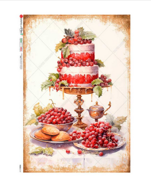 Ριζόχαρτο για Decoupage PaperD, Τούρτα με κόκκινο γλάσο, 30x40cm FOOD_0157